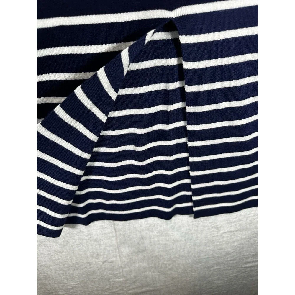 Freshman 1996 Midi Skirt Womens Large Knit Blue White Striped PullOn  33